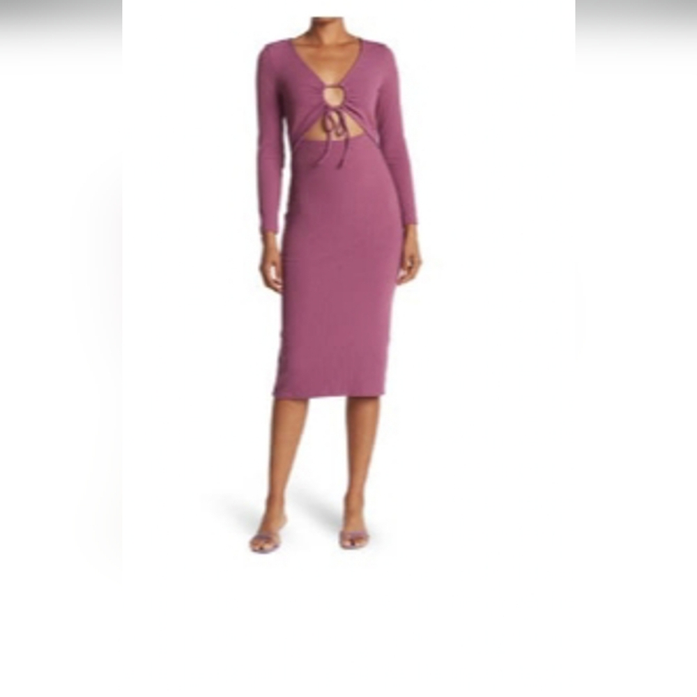 Cut out ribbed knit bodycon dress